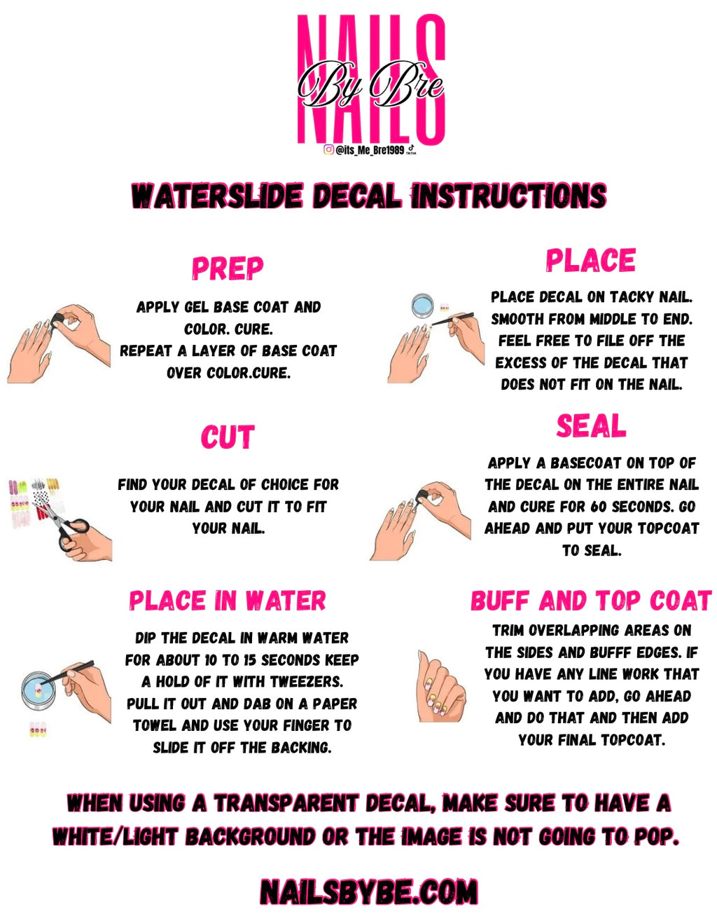 30mm length Posty print water slide decal