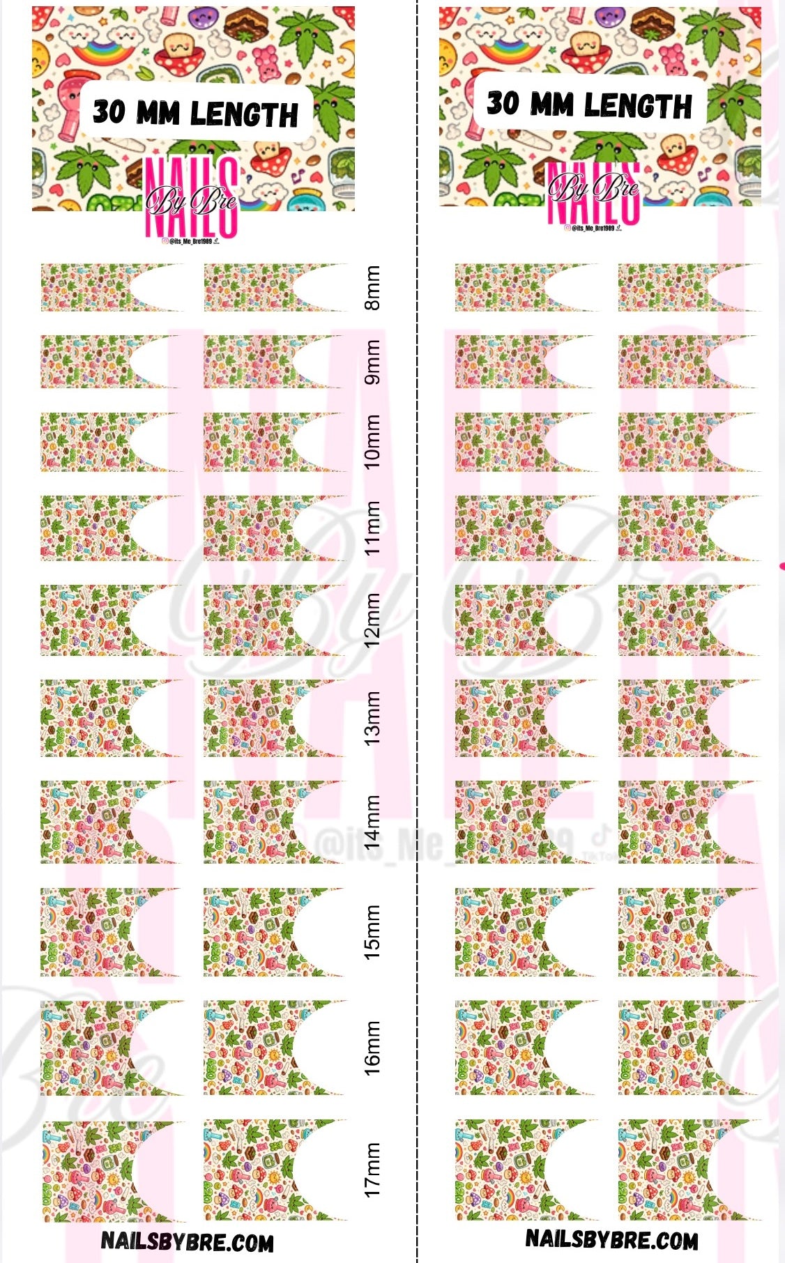 30mm length cartoon cloud vibes frenchie print waterslide decal